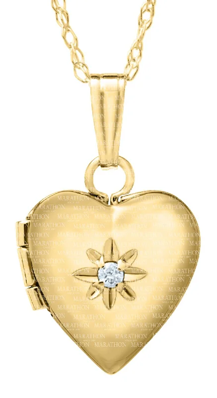 Necklaces and pendants with clear quartz for a pure and radiant look-14k Children's Heart Locket Necklace with Diamond