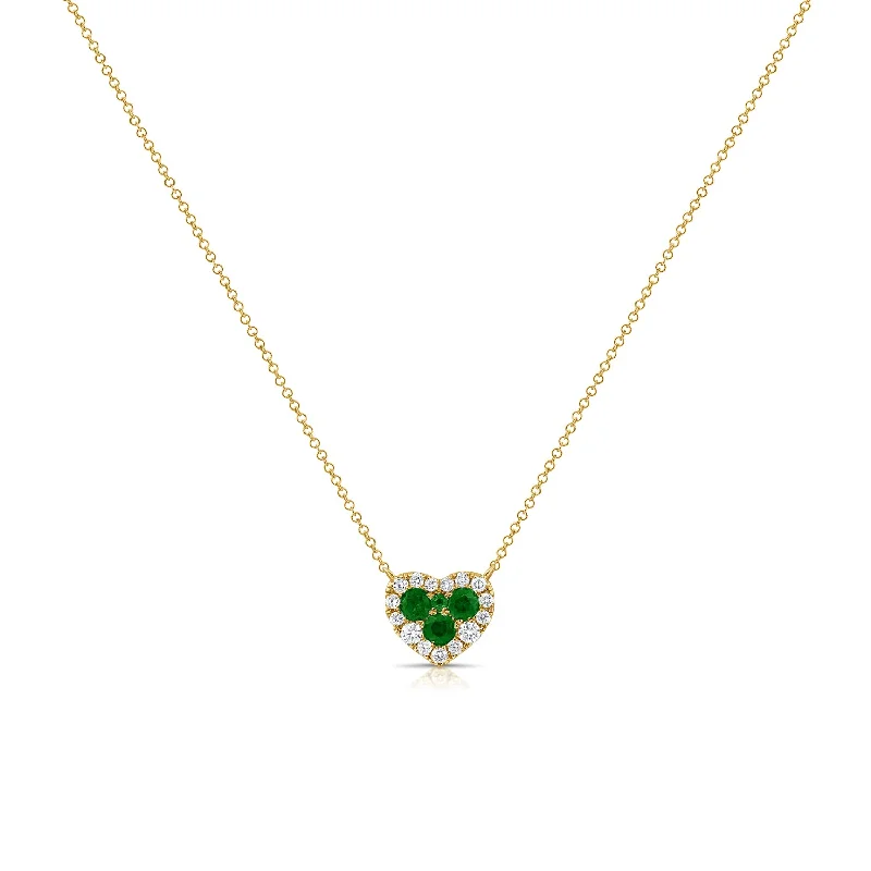 Simple necklaces and pendants with bar pendants for a sleek modern design-Diamond & Emerald Heart Love Necklace