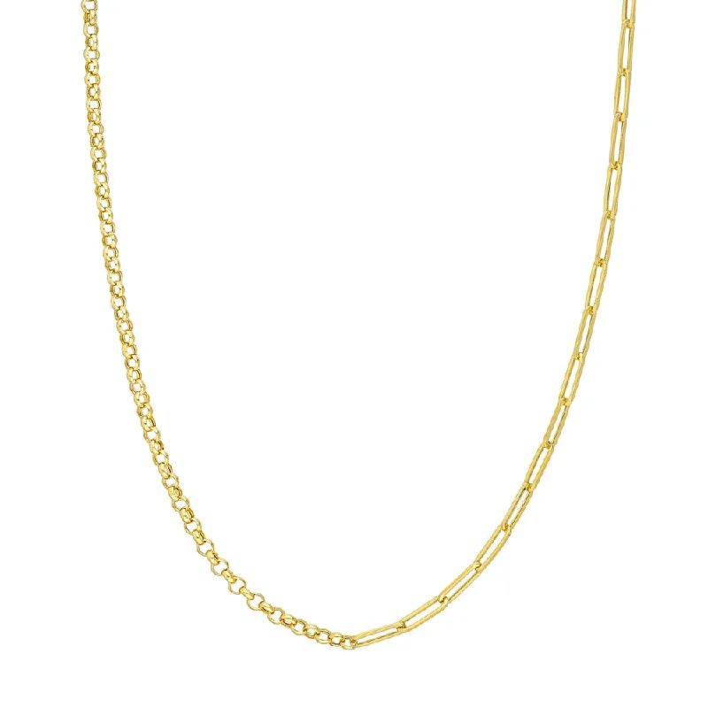 Best necklaces and pendants with emerald gemstones for a rich, sophisticated design-14k Gold 50/50 Paper Clip & Rolo Chain Necklace