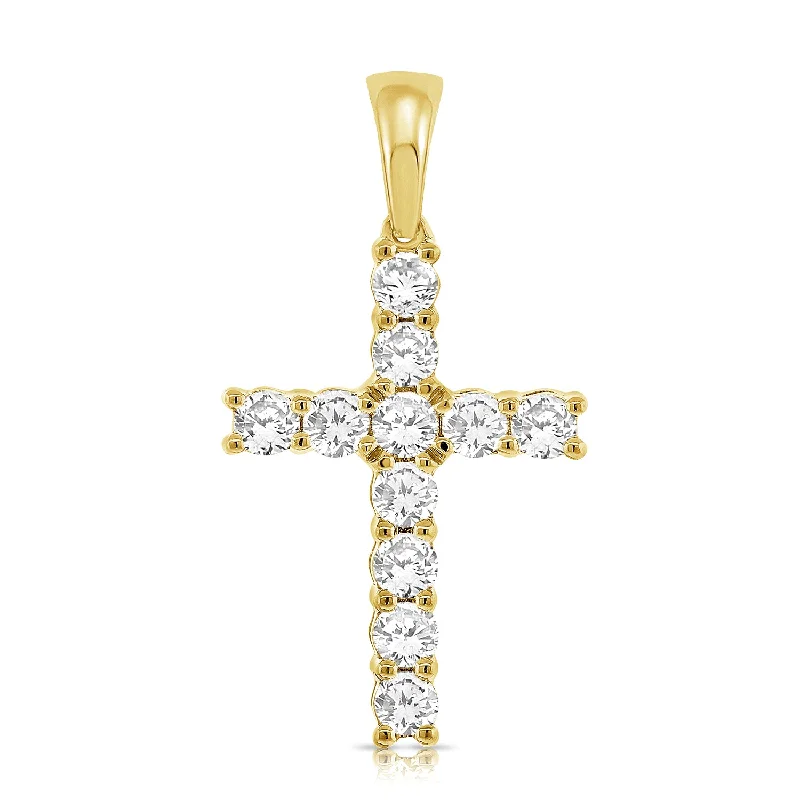 Beautiful necklaces and pendants with butterfly motifs for a whimsical style-Classic 14K Gold Diamond Cross