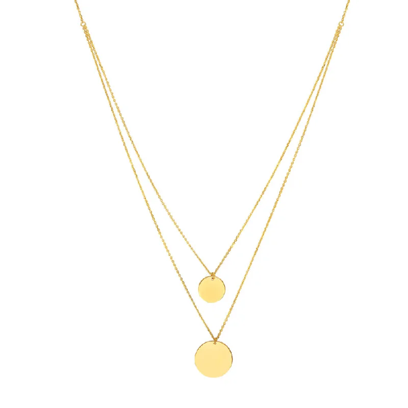 Necklaces and pendants with celestial starburst designs for a radiant look-14k Gold Double Strand Disc Necklace