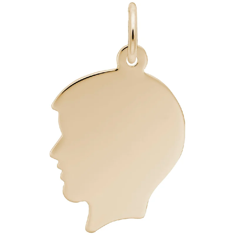 Simple necklaces and pendants with bar pendants for a sleek modern design-14k Gold Flat Boy's Head Charm