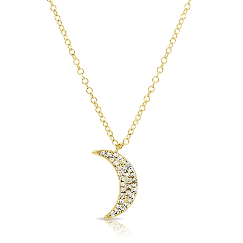 Simple necklaces and pendants with tiny charms for a delicate and casual vibe-14K Gold Moon Necklace with Diamonds