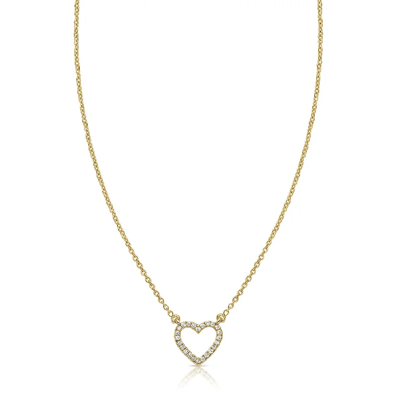 Necklaces and pendants with clear quartz for a pure and radiant look-14K Gold Open Diamond Heart Necklace