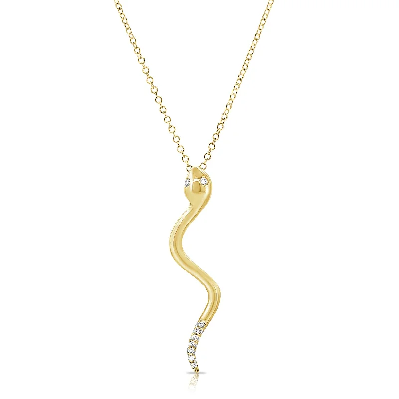 Best necklaces and pendants with vintage lockets for a nostalgic, sentimental look-14K Gold Snake Necklace with Diamonds