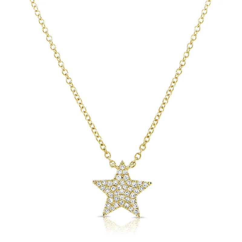 Unique necklaces and pendants with artistic shapes for a creative, one-of-a-kind design-14K Gold Star Necklace with Diamonds