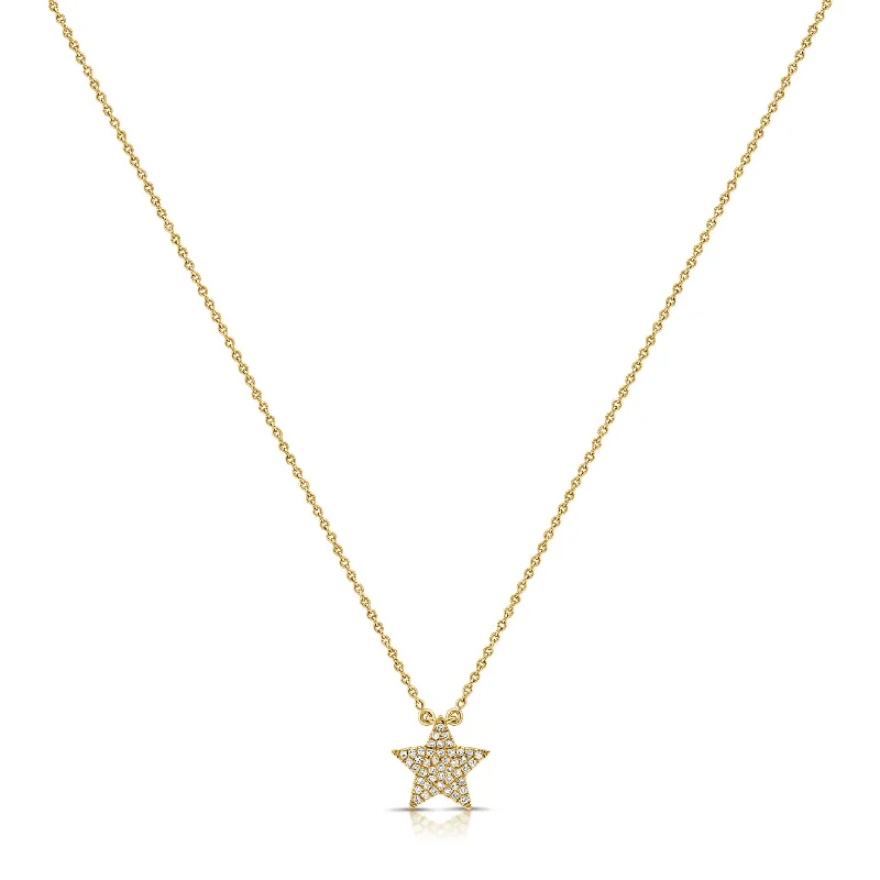 Elegant necklaces and pendants with onyx stones for a sleek, polished look-14K Gold Star Necklace with Diamonds