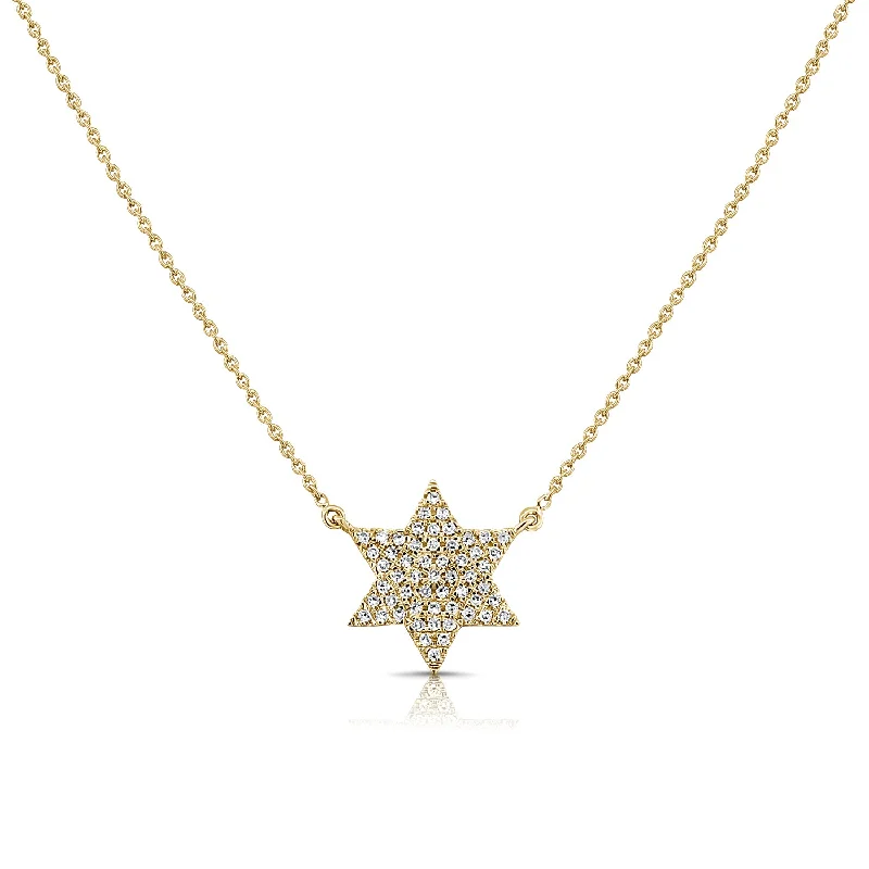 Necklaces and pendants with lock and key designs for a symbolic gesture-14K Gold Star of David Necklace with Diamonds