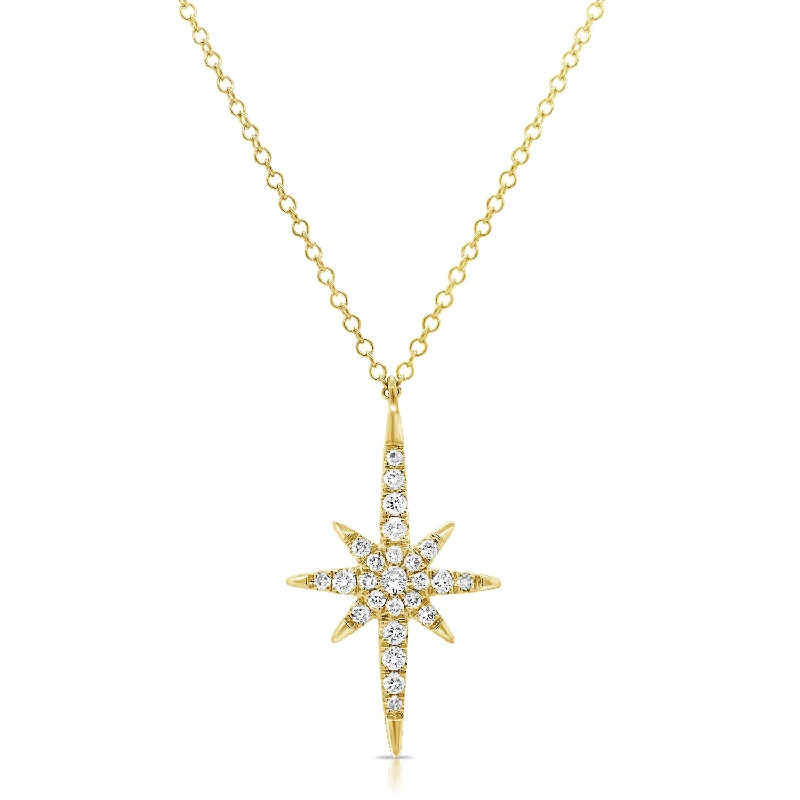 Best necklaces and pendants with intricate beadwork for a bohemian-inspired look-14K Gold Starburst Pendant Necklace with Diamonds