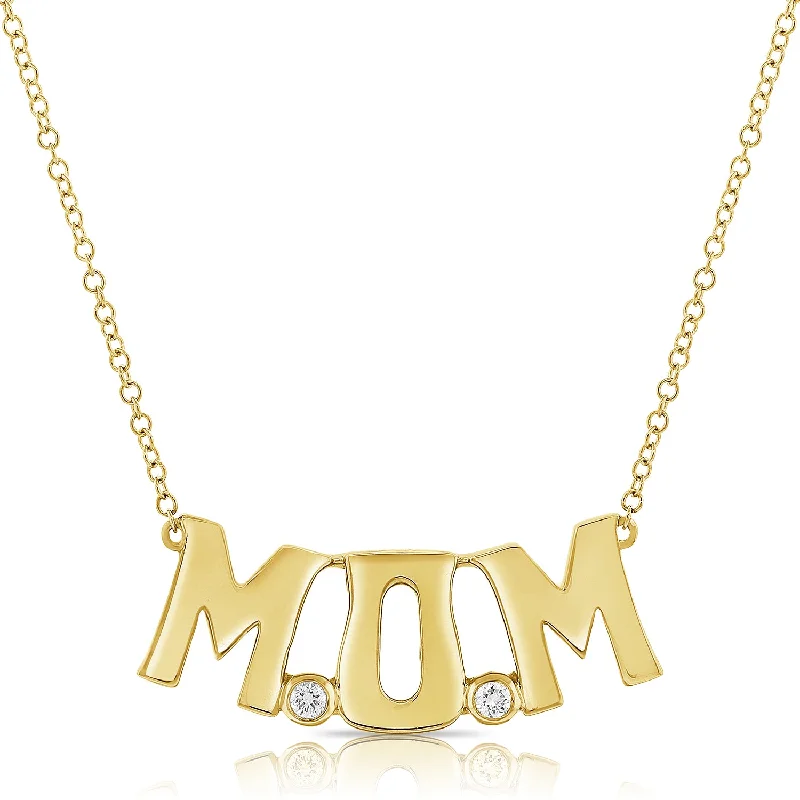 Necklaces and pendants with custom designs for a completely unique jewelry piece-14K MOM pendant with 0.05ct Diamonds