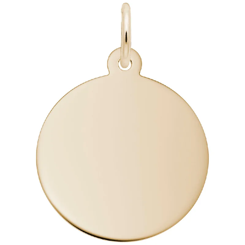 Necklaces and pendants with clear quartz for a pure and radiant look-14k Small Round Disc-35 Series Charm