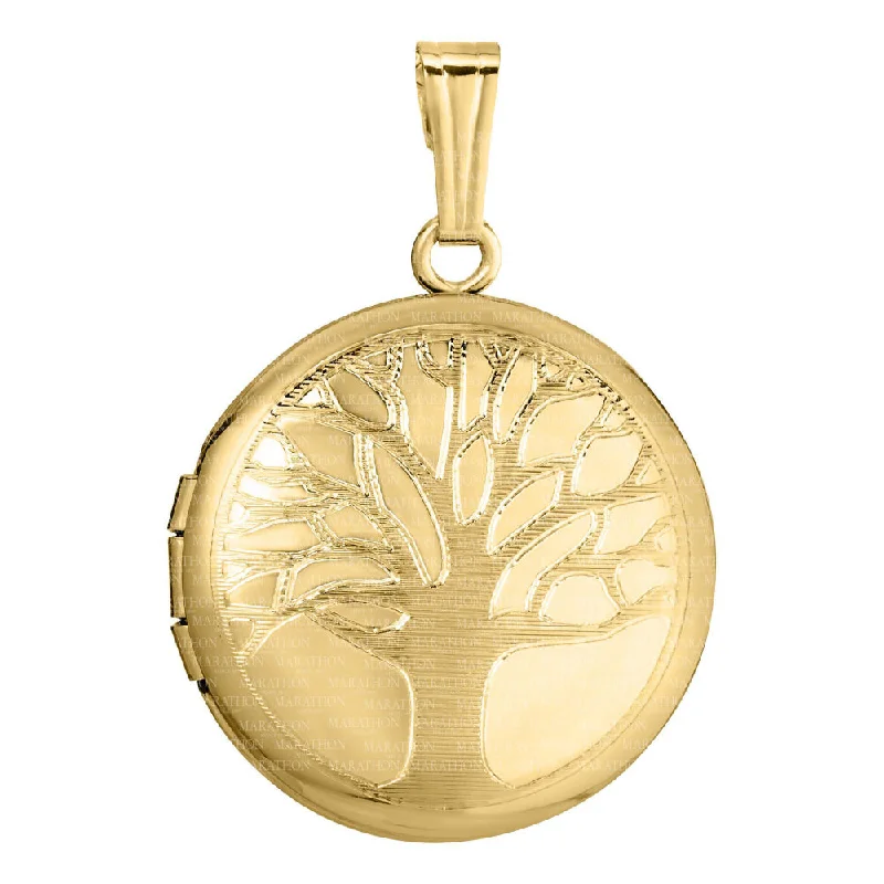 Best necklaces and pendants with gemstone clusters for a bold and colorful effect-14k Tree of Life Engraved Locket 18" Chain