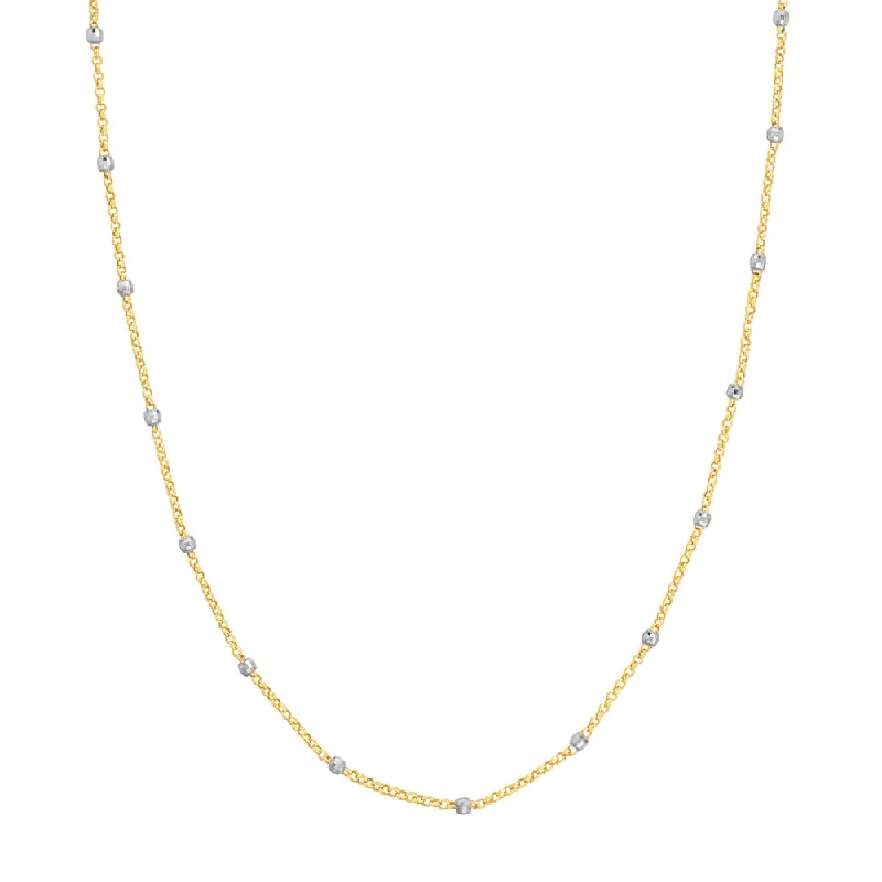 Unique necklaces and pendants with tree of life motifs for nature-inspired elegance-14k Two-Tone Disco Bead Chain Necklace