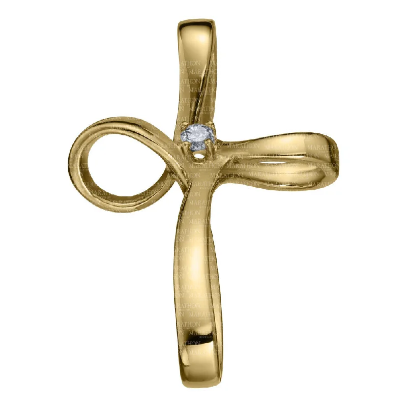 Stunning necklaces and pendants with aquamarine stones for a serene effect-14k Yellow Gold Ribbon Cross Pendant