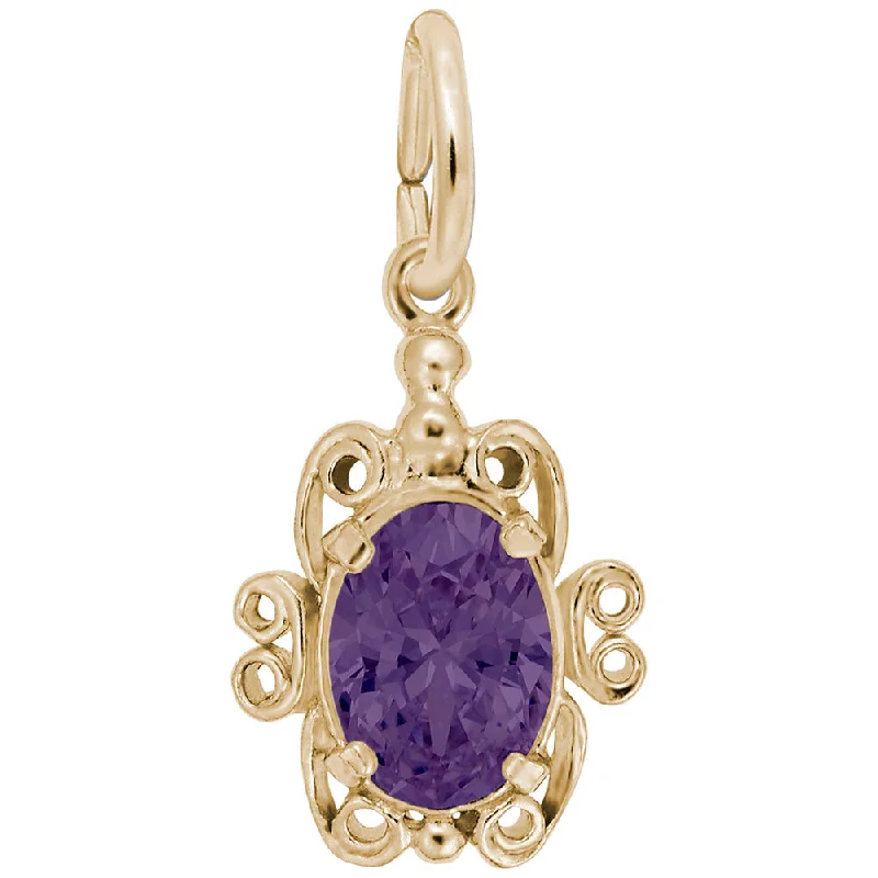 Necklaces and pendants with matching rings for a coordinated set of jewelry-14K Yellow Gold Filigree Framed Amethyst Charm