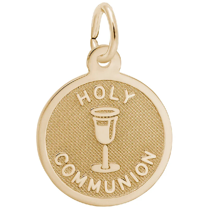 Best necklaces and pendants with heart-shaped lockets for a sentimental keepsake-14Y Petite Holy Communion Disc Charm