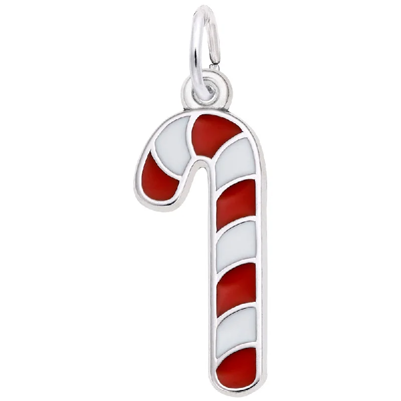 Best necklaces and pendants with cross pendants for a spiritual, meaningful symbol-Sterling Silver Red and White Candy Cane Charm