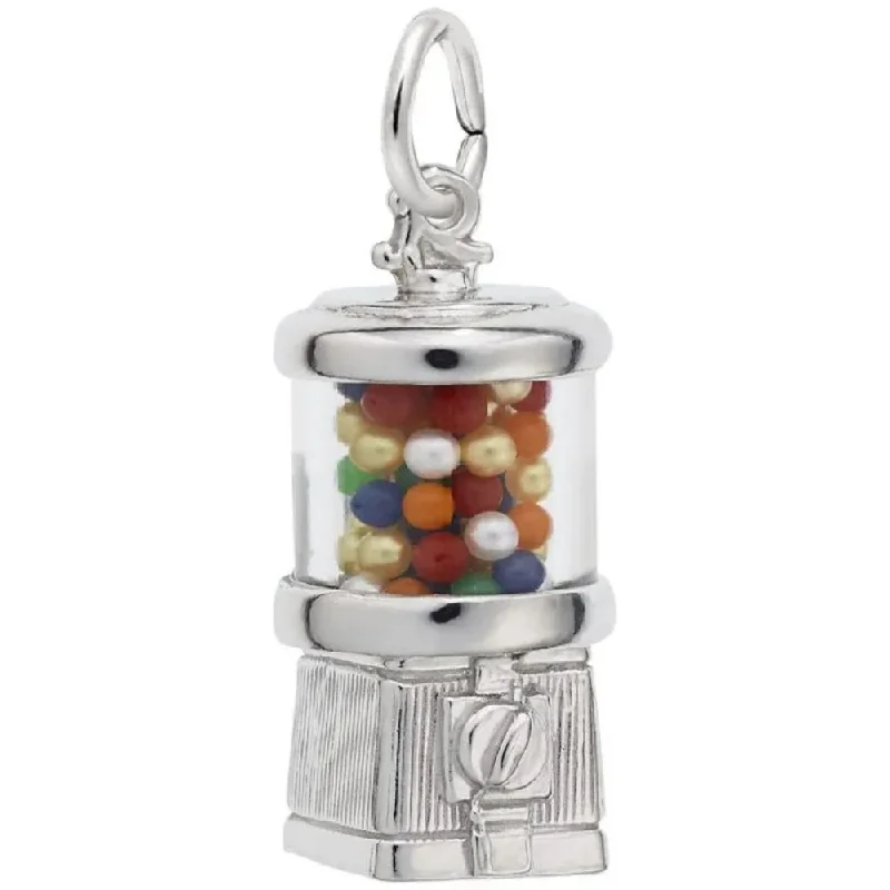 Unique necklaces and pendants with gemstones for a colorful and vibrant statement-Sterling Silver Gumball Machine Charm