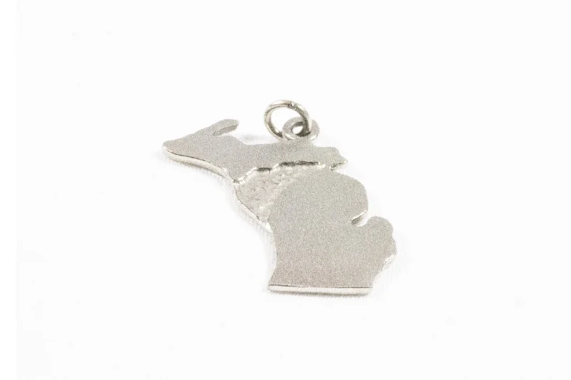 Simple necklaces and pendants with bar pendants for a sleek modern design-Brushed White Gold Michigan Pendant