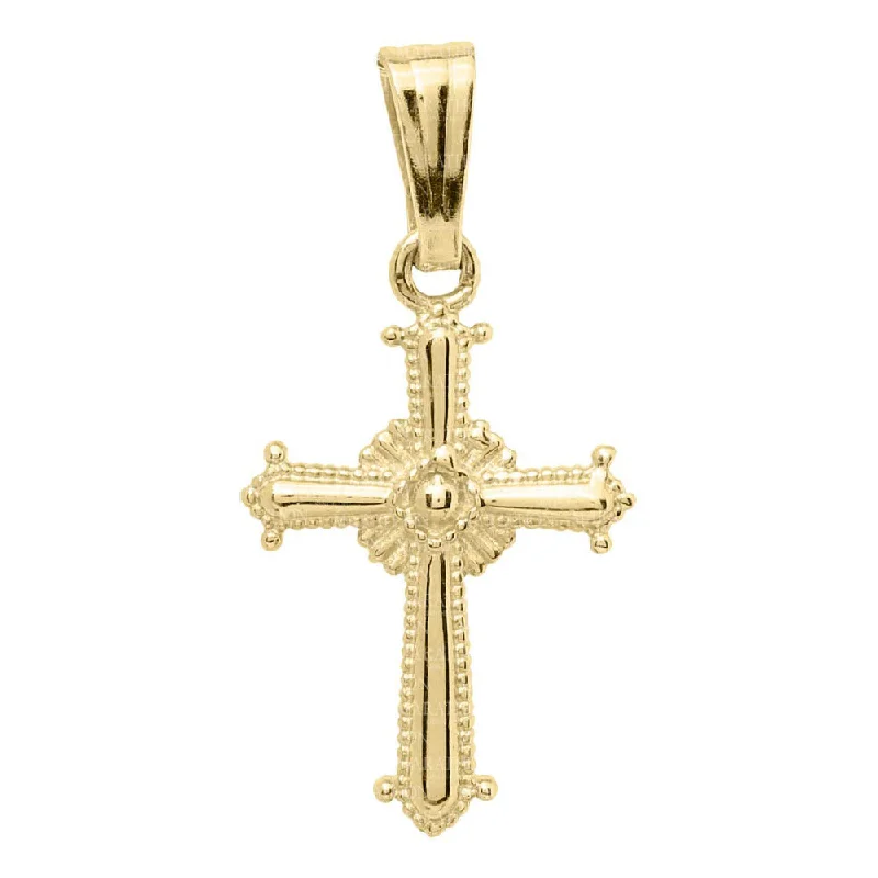 Best necklaces and pendants with turquoise stones for a vibrant boho-chic look-Children's 14k Beaded Cross Pendant Necklace