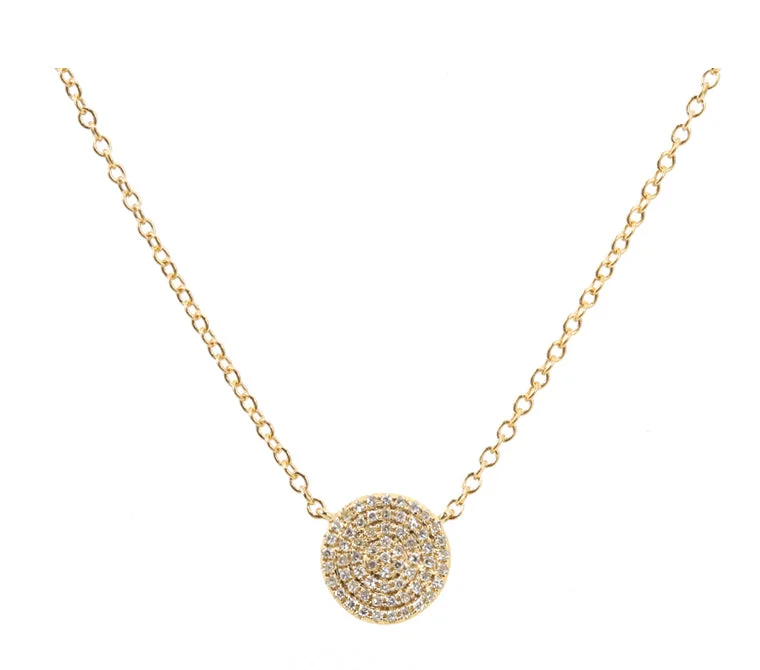 Personalized necklaces and pendants with initials for a customized and meaningful gift-Circle Diamond Pavé Pendant Necklace in 14K Gold