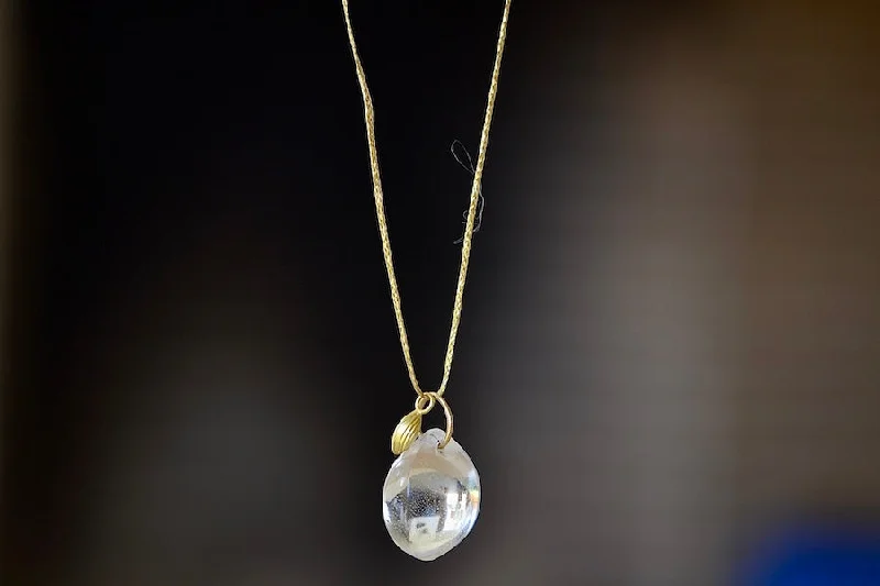 Coconut Pendant with Seed Charm in Crystal