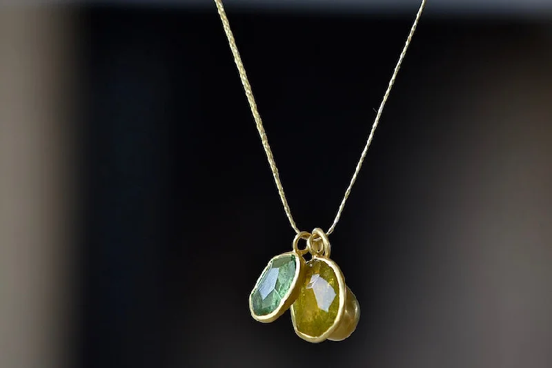 Simple necklaces and pendants with tiny charms for a delicate and casual vibe-Colette Duo in Green Tourmaline and Lemon Quartz Necklace