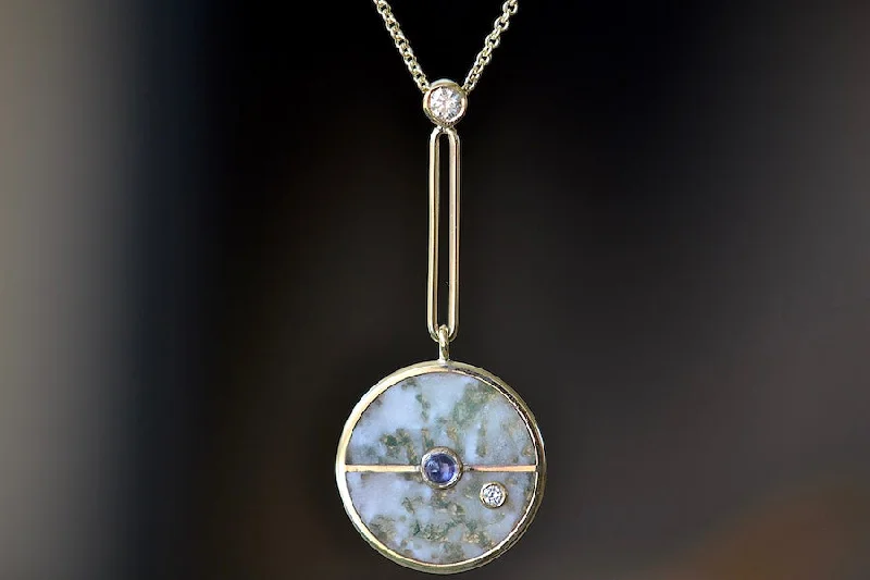 Best necklaces and pendants with rose gold for a warm and romantic appeal-Compass Pendant in Green Agate and Tanzanite