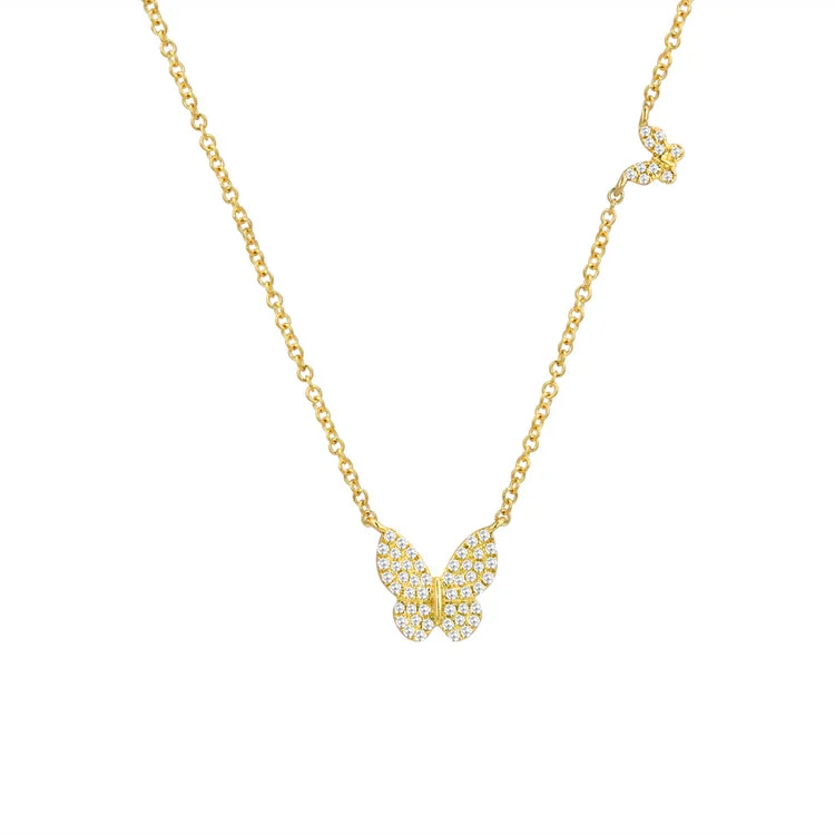 Necklaces and pendants with abstract shapes for a modern, creative appearance-Diamond Butterfly Station Necklace