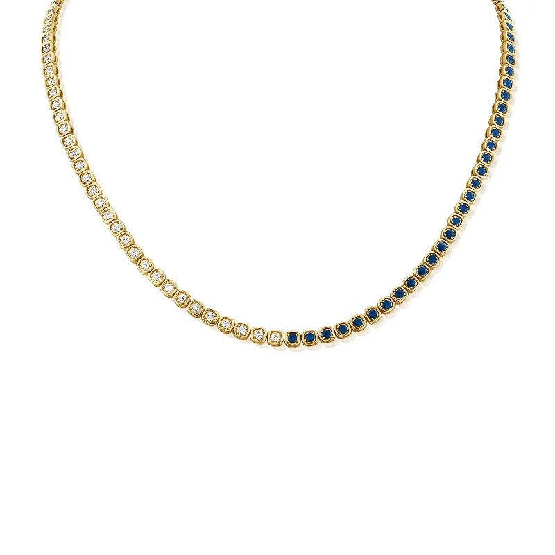 Best necklaces and pendants with emerald gemstones for a rich, sophisticated design-Diamond & Sapphire Tennis Necklace in 14kt