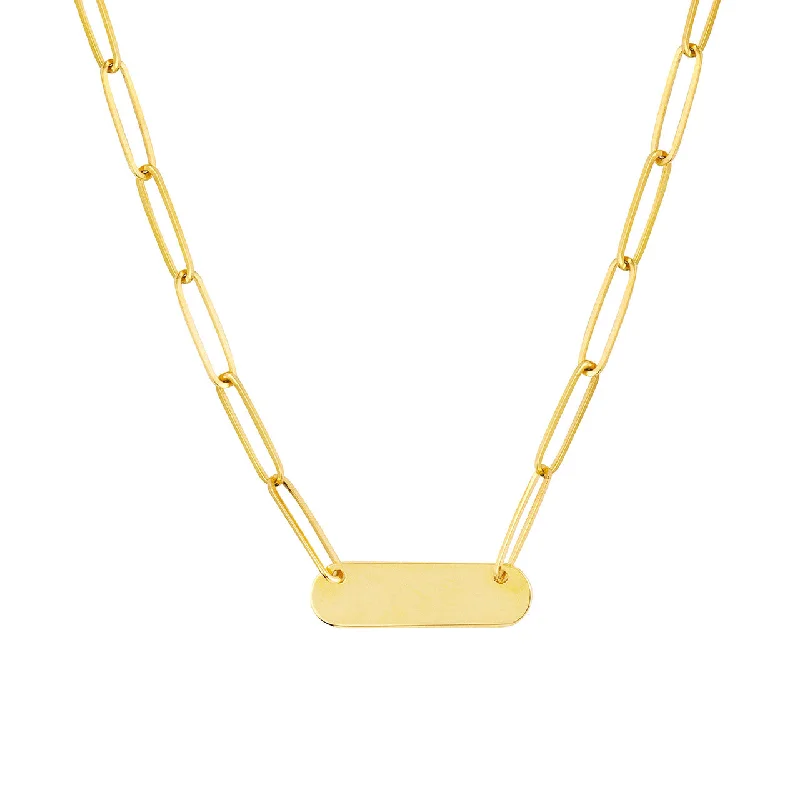 Best necklaces and pendants with oval pendants for a classic, elegant shape-Yellow Gold Engravable Paper Clip Necklace