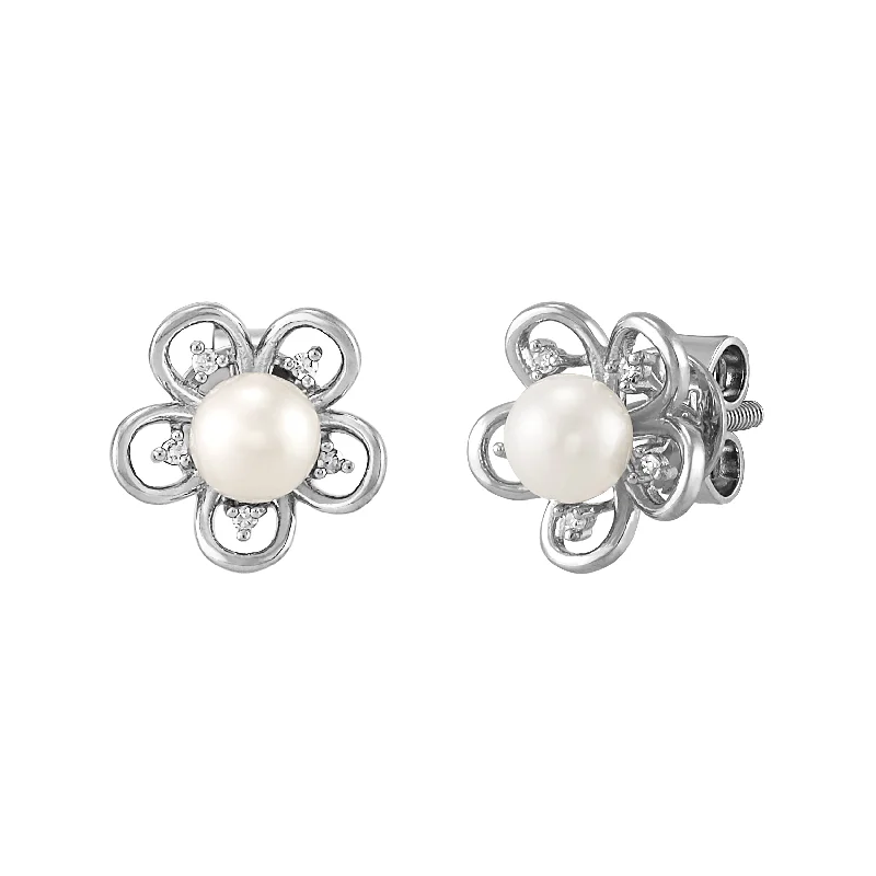 Necklaces and pendants with zodiac constellation designs for an astrological touch-Sterling Silver Pearl Flower Studs