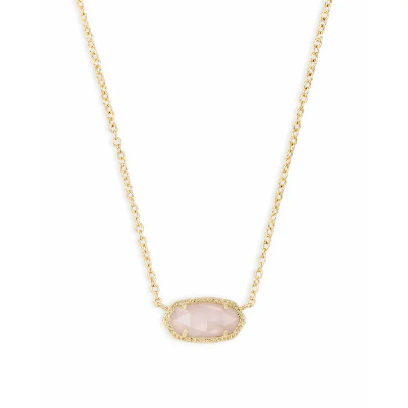 Necklaces and pendants with pearls for a classic and sophisticated touch-Kendra Scott Elisa Gold Pendant Necklace in Rose Quartz