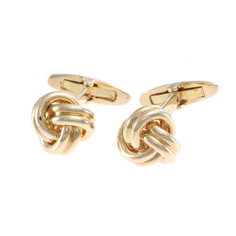 Necklaces and pendants with enamel accents for a colorful, eye-catching appearance-Love Knot Leverback Cufflinks 14k Yellow Gold 13mm 16.5g