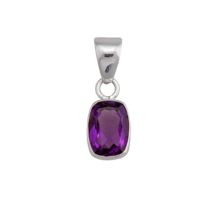 Best necklaces and pendants with silver chains for a sleek, timeless look-Sterling Silver Amethyst Rectangle Petite Pendant