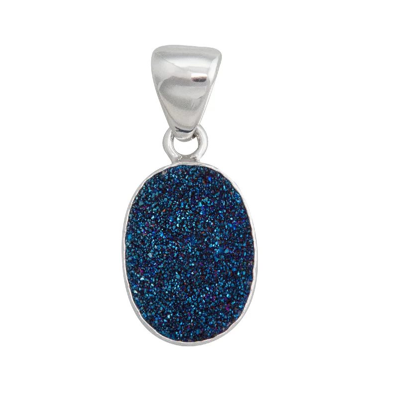 Beautiful necklaces and pendants with layered chains for a fashionable, chic look-Sterling Silver Cobalt Druzy Pendant