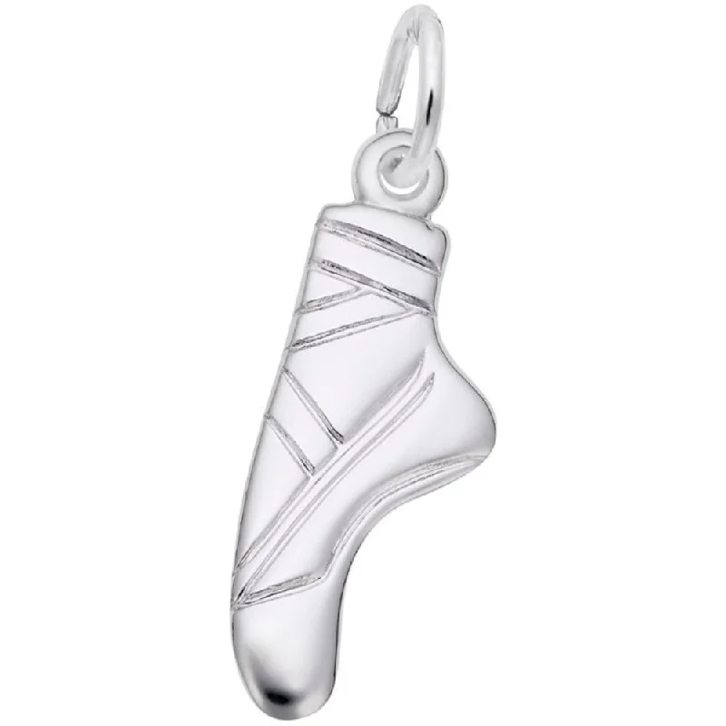 Best necklaces and pendants with oval pendants for a classic, elegant shape-Sterling Silver Flat Ballet Slipper Charm