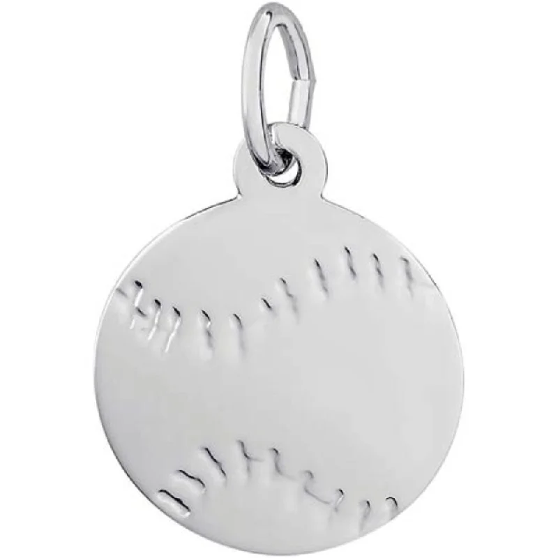 Necklaces and pendants with enamel accents for a colorful, eye-catching appearance-Sterling Silver Flat Baseball Charm