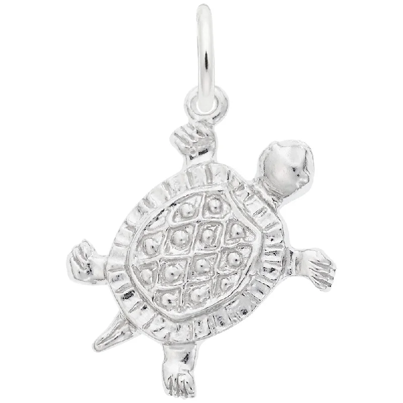 Best necklaces and pendants with black diamonds for an edgy, bold statement-Sterling Silver Flat Turtle Charm