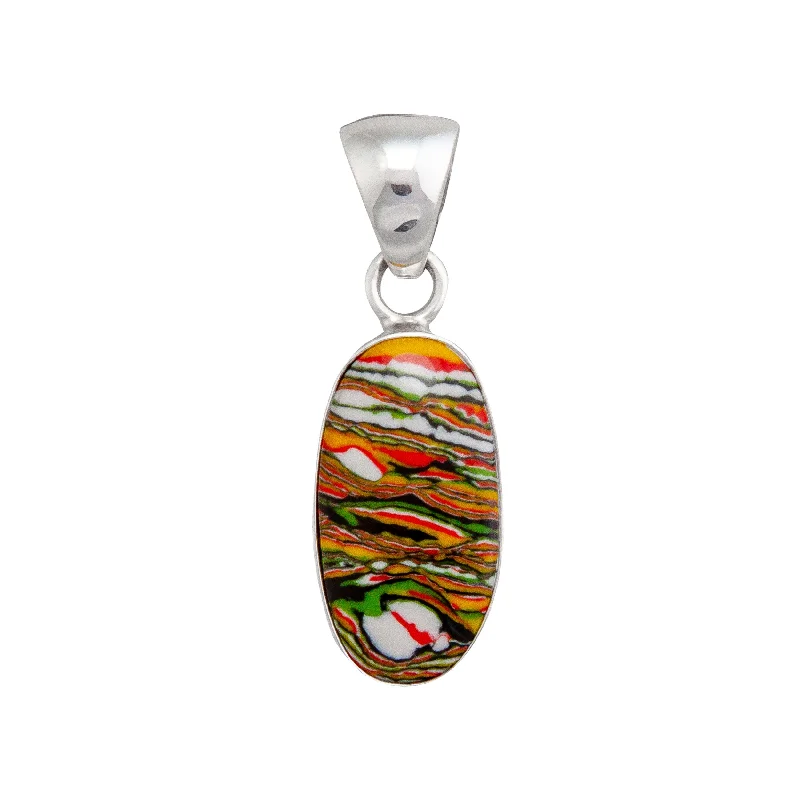 Necklaces and pendants with star-shaped designs for a whimsical, celestial touch-Sterling Silver Green Fordite Oval Pendant