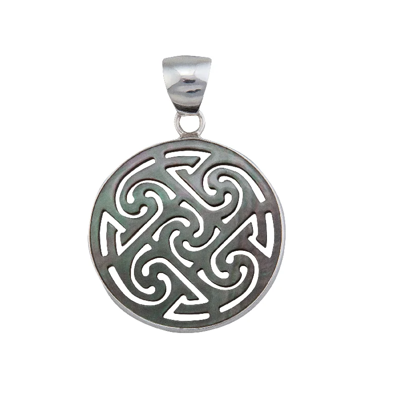 Necklaces and pendants with custom engravings for a personal, meaningful gift-Sterling Silver Gray Mother of Pearl Carved Pendant