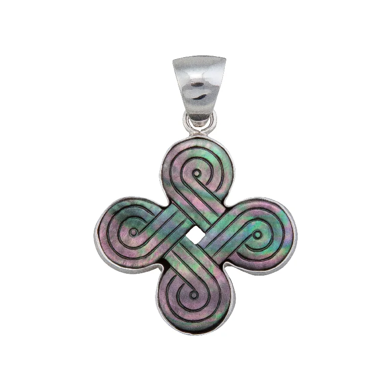 Best necklaces and pendants with vintage lockets for a nostalgic, sentimental look-Sterling Silver Gray Mother of Pearl Celtic Knot Pendant