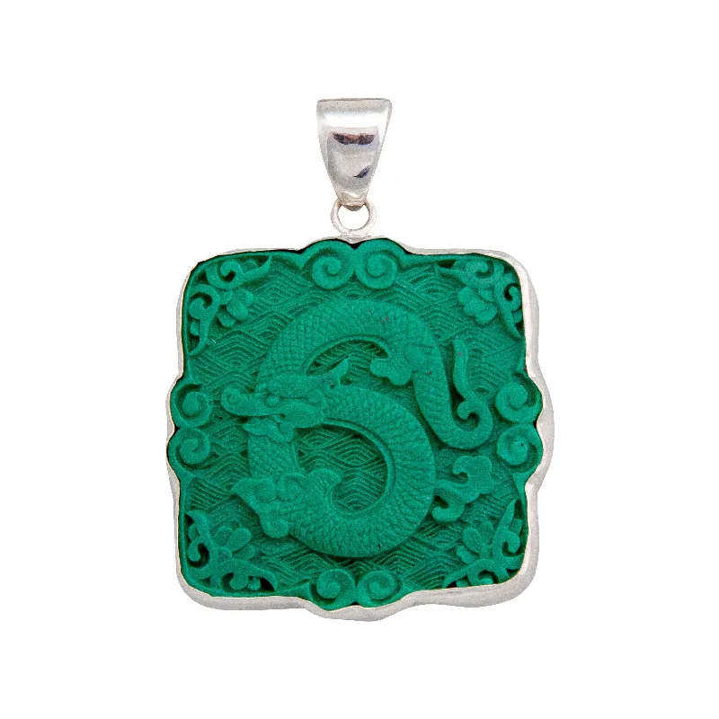 Best necklaces and pendants with rose gold for a warm and romantic appeal-Sterling Silver Green Cinnabar Dragon Pendant