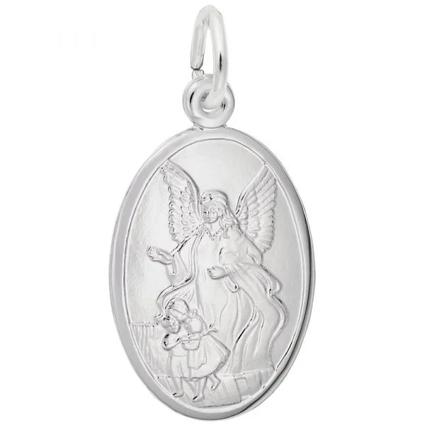 Best necklaces and pendants with layered designs for a chic, stacked look-Sterling Silver Guardian Angel Medal