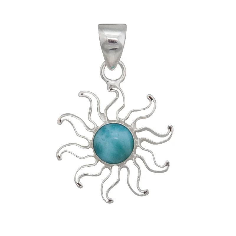 Beautiful necklaces and pendants with geometric shapes for a modern, artistic design-Sterling Silver Larimar Sun Pendant