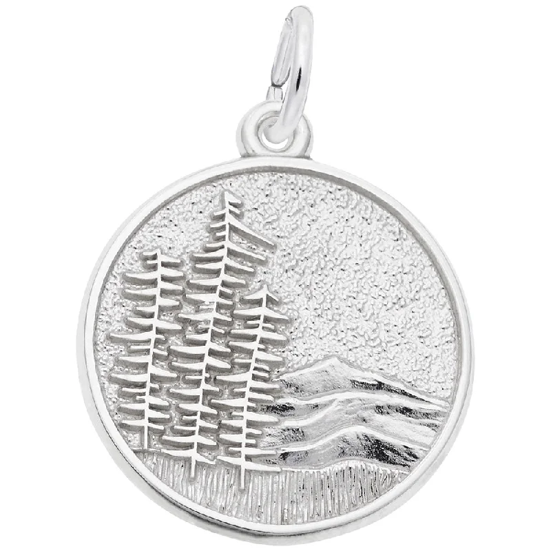 Best necklaces and pendants with seashell designs for a tropical, beachy vibe-Sterling Silver Mountain Scene Charm