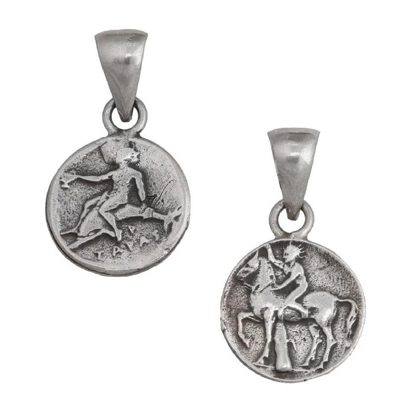 Stunning necklaces and pendants with ruby gemstones for a luxurious red hue-Sterling Silver Replica Boy on Dolphin Greek Coin Pendant