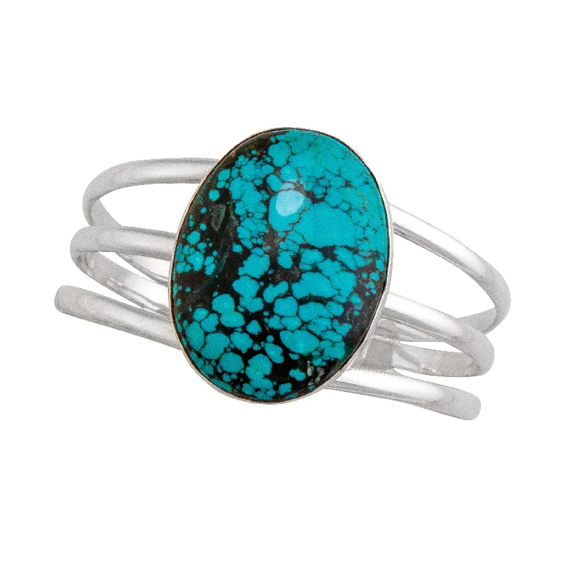 Unique necklaces and pendants with vintage-inspired designs for timeless appeal-Sterling Silver Turquoise Multi-Band Cuff