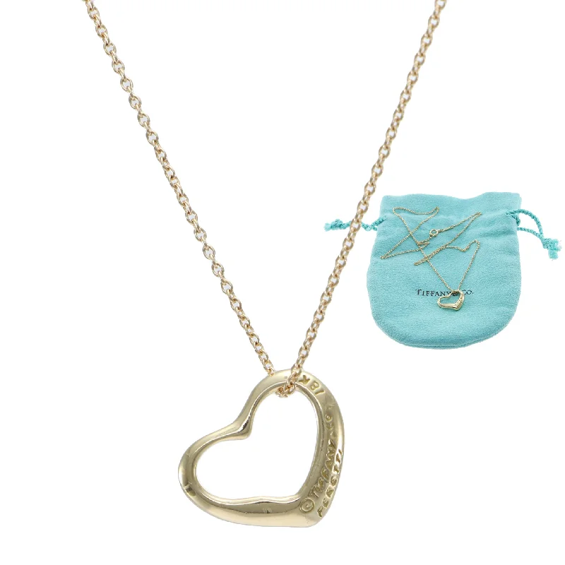 Beautiful necklaces and pendants with moon and star charms for a dreamy effect-Tiffany & Co. Elsa Peretti Open Heart Pendant Chain Necklace 18k Yellow Gold