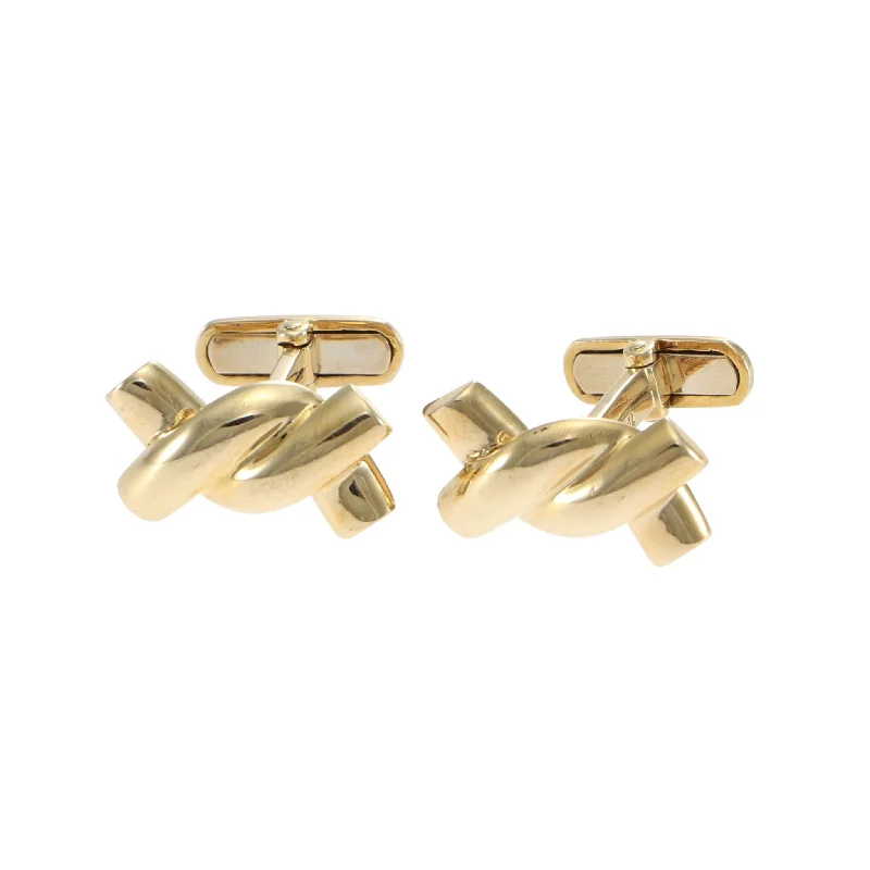 Unique necklaces and pendants with gemstones for a colorful and vibrant statement-Tiffany & Co. Twisted Rope Cufflinks 18k Yellow Gold Leverback 20x11mm 13.4g